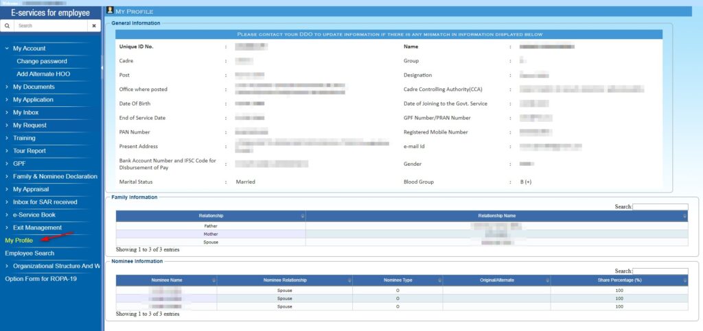 View HRMS Profile in WBIFMS Portal